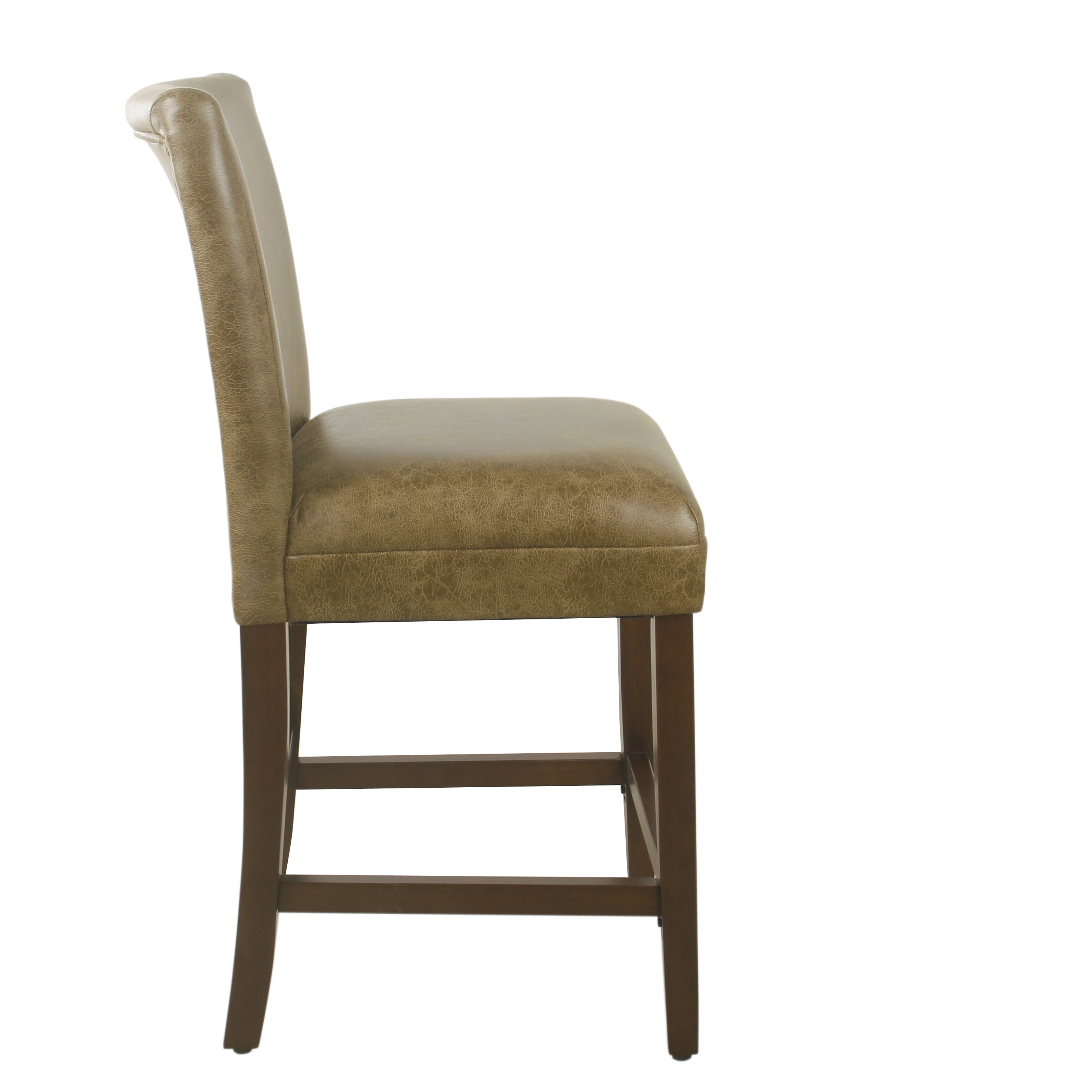 HomePop 24" luxury faux leather barstool - Distressed Brown Faux Leather