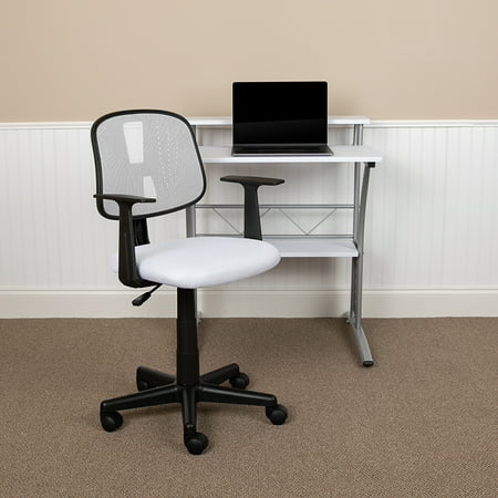 EMMA + OLIVER 16.5 in Task Chair with Lumbar Support & Swivel, 250 lb. Capacity, White