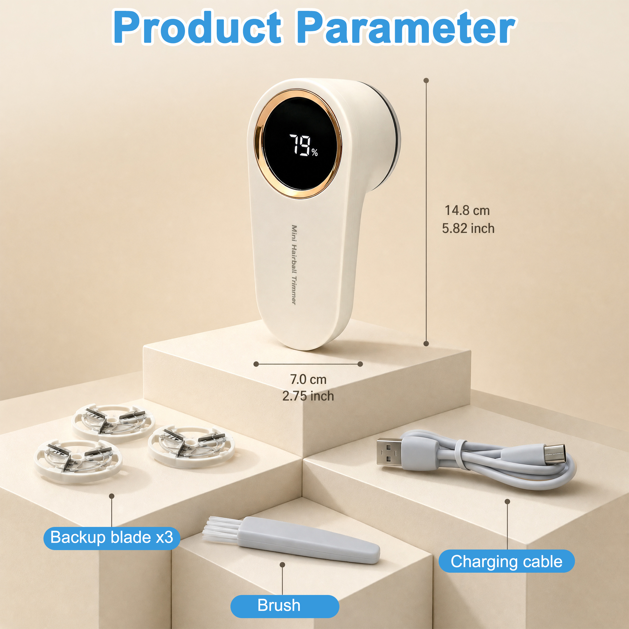 Fabric Shaver, Fabric Lint Remover, Electric Pill Remover, Clothes Defuzzer, Rechargeable Lint Shaver with Digital Display, Clothes Lint Shaver with 6-Leaf Blades for Sweaters Coats Bedding
