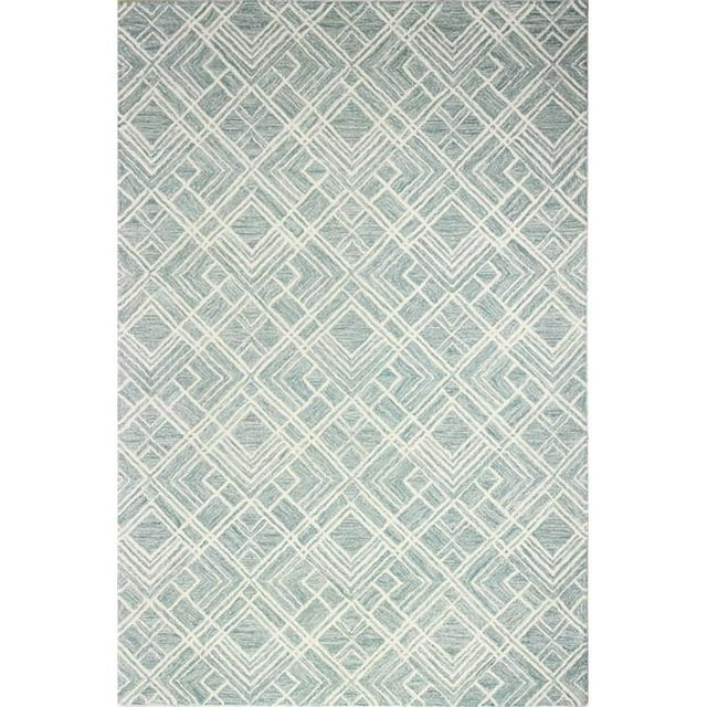 Bashian R131-TE-2.6X8-AL126 Tapis Rectangulaire 2 Pi. 6 Po. x 8 Pi. Valencia Transitionnel 100 % Laine Tufté Main, Turquoise