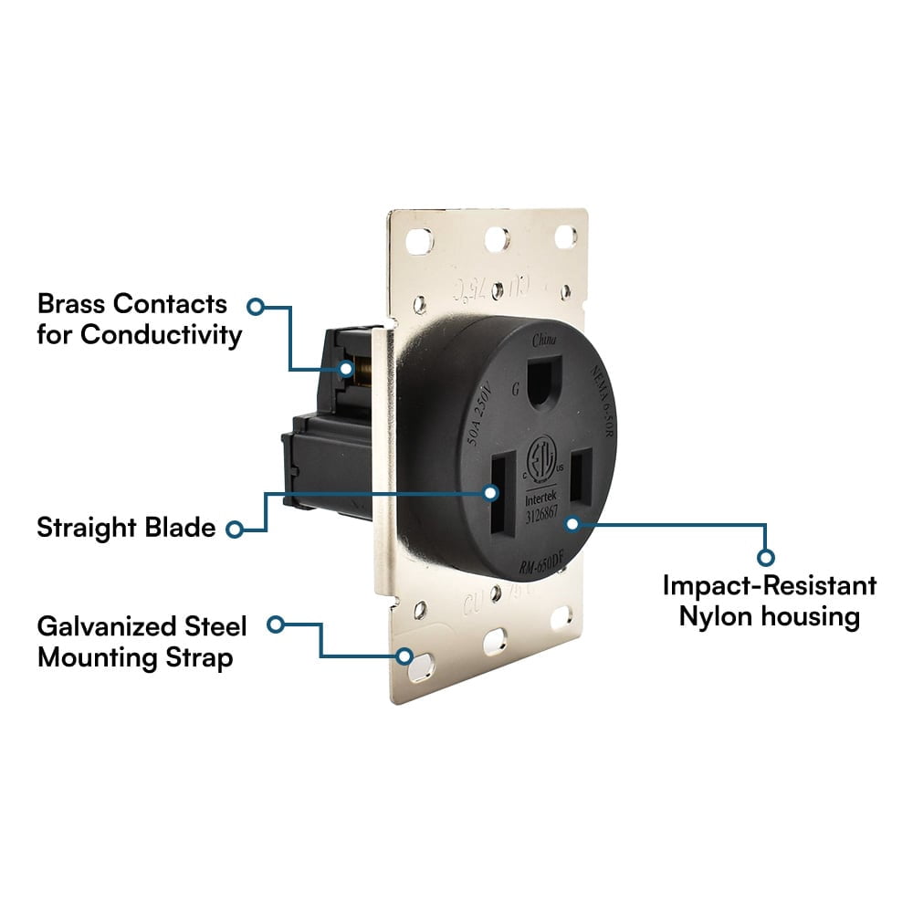 Superior Electric YGP034F 30A 250V NEMA 6-50R Flush Mount Power Outlet Receptacle (Welding Machine)