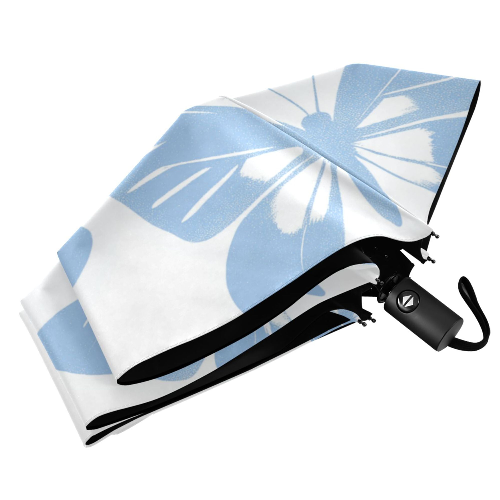 FORMRS Travel Umbrella Folding Auto Open Close Windproof Rain UV Protection, Blue Butterfly