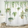 thumbnail image 2 of Lfeey Spring Shower Curtain, Potted Green Plants for Bathroom Decor Waterproof Fabric Polyester, 72x84 inch, 2 of 6
