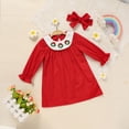 thumbnail image 4 of Zehjuhan Newborn Baby Girl Sweet Long Sleeve Cartoon Xmas Wreath Embroidered Party Dress for Holiday Red，3-6M, 4 of 11