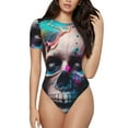 thumbnail image 1 of Fotbe Modern Abstract Colorful Skull B Body de Mujer con Cuello Redondo y Mangas Cortas, Sin Mangas Ajustado, Suave, Cómodo y Básico-Large, 1 of 7