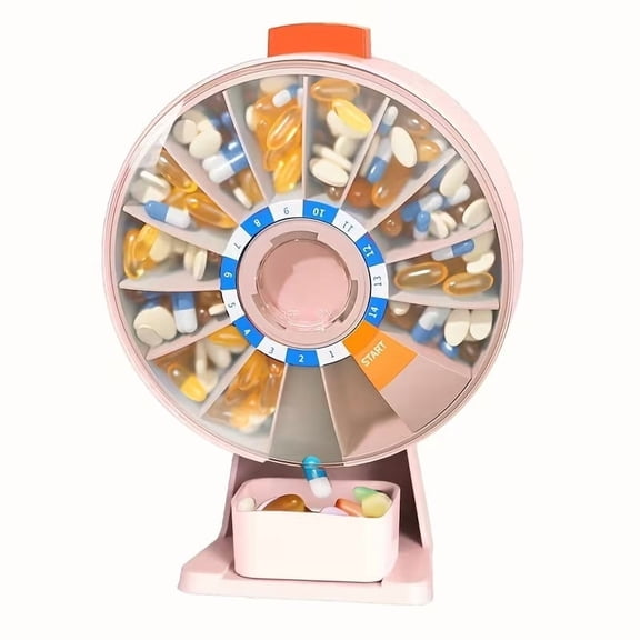 14-Day Pill Dispenser with Push Button Design Large Pill Organizer for Daily Vitamins, Medicine & Supplements Wall-Mounted or Standing Use