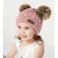 thumbnail image 2 of Gorro de lana para niños pequeños, color puro, giro de invierno, gorros de punto con doble pompón, 0-3 años TUNC Sencillez, 2 of 5