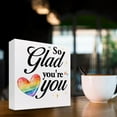 thumbnail image 4 of Zomyto 7x7 Inch So Glad You're You Rainbow Heart Wooden Box Sign Decor Desk Sign,Inspirational Affirmation Wooden Box Block Sign, 4 of 7
