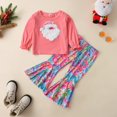thumbnail image 2 of Toddler Girls Winter Christmas Long Sleeve Cartoon Santa Prints Tops Pants 2PCS Outfits Clothes Set, 2 of 5