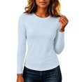 thumbnail image 2 of Ruimatai Womens Long Sleeve Tops Crew Neck Raglan Slim Fit Solid Athletic Workout Casual Pullover Shirts, 2 of 9
