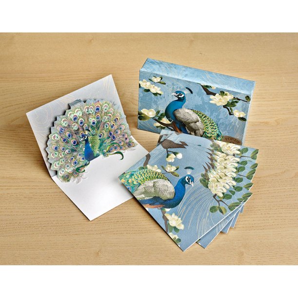 Peacock Note Greeting Cards Blank PopUp Dimensional Set Of 7