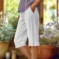 thumbnail image 2 of SONXAHE Ruffle Hem Knee Length Capri Pants for Women Side Pocket Weekend Walk Cropped Trousers, 2 of 4