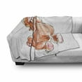 thumbnail image 3 of Animal Soft Flannel Fleece Throw Blanket, Little Baby Safari Theme Fall down Watercolored Artwork, Cozy Plush for Indoor and Outdoor Use, 60" x 80", Orange and White, by Ambesonne, 3 of 6