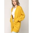 thumbnail image 2 of Made by Johnny Women's Kimono Long Sleeve Batwing Open Front Chunky Knit Cardigan Loose Sweater with Pockets S MUSTARD, 2 of 6