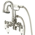 thumbnail image 4 of Water Creation  Polished Nickel Adjustable Spread Wall Mount Gooseneck Spout Tub Faucet, Swivel Wall Connector, Handheld Shower Porcelain Lever, 4 of 5