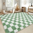 thumbnail image 4 of Garvee 10'x13' Fluffy Area Rugs Soft Luxury Shag Carpet, Modern Checkered Shaggy Rugs Christmas Rug with Non Slip Backing for Living Room Bedroom Home Decor, Green, 4 of 9