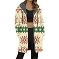 thumbnail image 2 of Jacket Women Longline Jackets Christmas Print Winter Cozy Lined Full Zip Outerwear for Cold Weather Womens Winter Coat Yellow XXL, 2 of 5