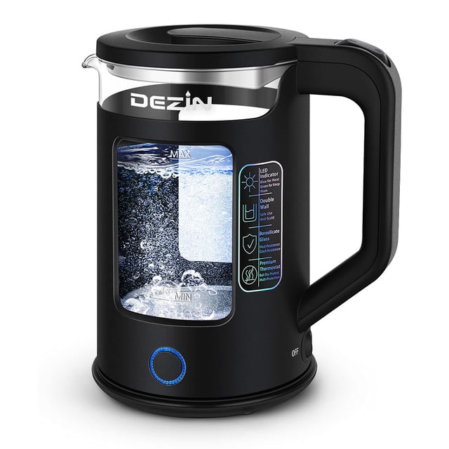 Hervidor eléctrico DEZIN con vidrio Keep Warm de 1,5 L sin BPA