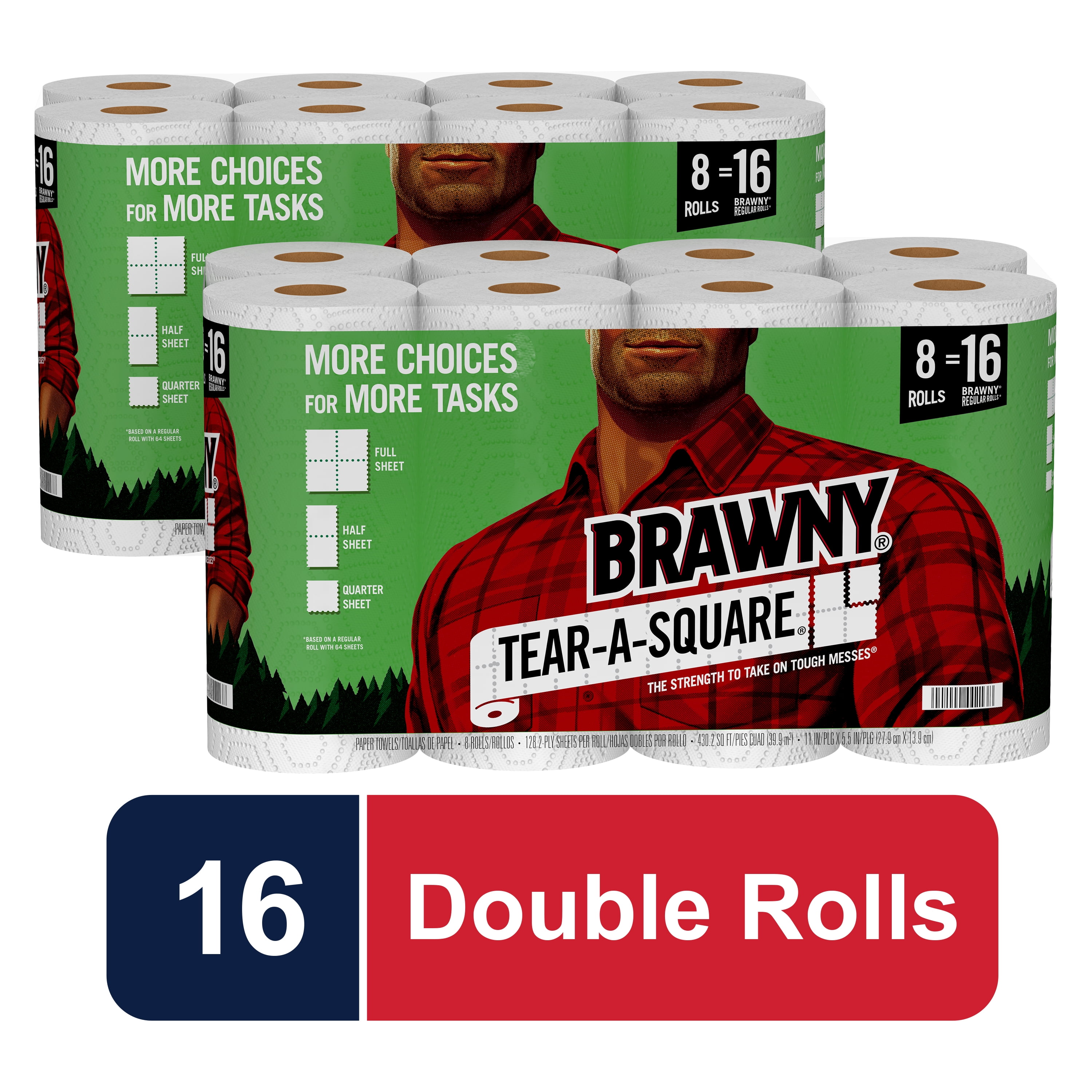 Brawny Paper Towels 8 Double Tear-A-Square 