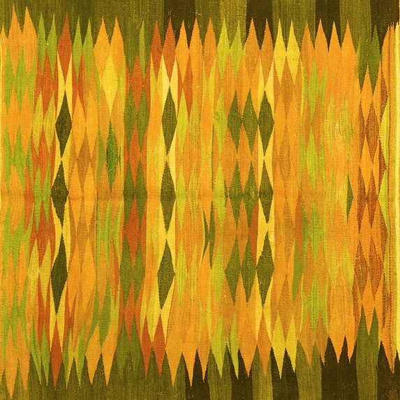 Ahgly Company Indoor Square Oriental Yellow Traditional Area Rugs, 8' Square