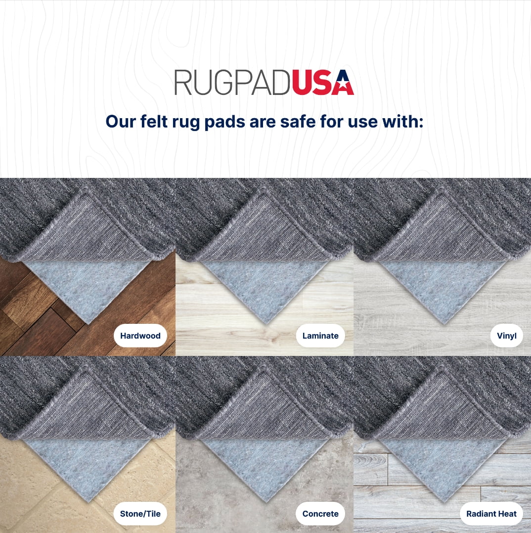 RUGPADUSA - Basics - 9'x12' - 3/8 Thick - 100% Felt - Protective  Cushioning Rug Pad - Safe for All Floors and Finishes Including Hardwoods