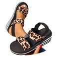 thumbnail image 2 of Wovix Women Leopard Pattern Sandals Summer Elegant Comfortable Flat Slippers Beach Walking Shoes Brown 36, 2 of 7