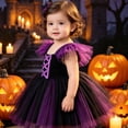 thumbnail image 5 of WOYY Girls Halloween Sleeveless Tulle Dress Square Neck Party Dress, Purple, Sizes 6M-3T, 5 of 6