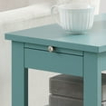 thumbnail image 3 of Kings Brand Furniture - Slim Wood Side End Table with Storage Shelves & Pull-Out Tray, Nightstand for Bedroom, Living Room, Teal, 3 of 5
