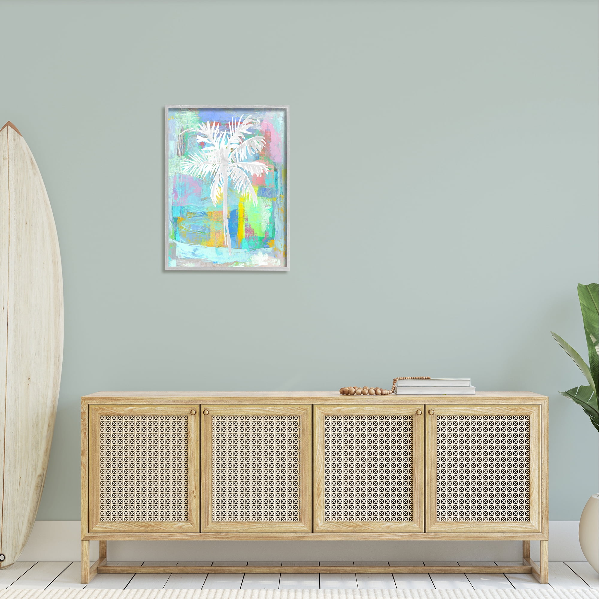 Stupell Industries Tropical White Palm Tree Vivid Brushstrokes Abstract Design Framed Wall Art, 24 x 30, Design by Kristen Dew