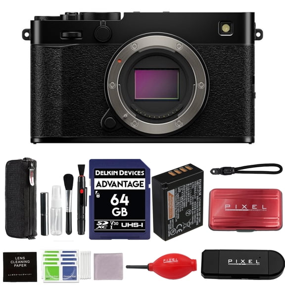 FUJIFILM X-E5 Mirrorless Camera Bundle (Black) with 64GB SD Card, Card Reader, Wrist Strap and More Additional Accessories
