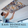 thumbnail image 5 of 1 Pack Vintage Flower Pattern Fluorescent Light Covers for Ceiling Lights White Orange Flower Blue Background Magnetic Ceiling Light Covers Overhead Light Filters for Office Classroom Home, 5 of 9