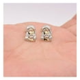 thumbnail image 3 of Diamond-Cut Jesus Head Stud Unisex Adult Earrings 10K Yellow White Gold, 1.65 Gr – Goldum NYC, 3 of 4