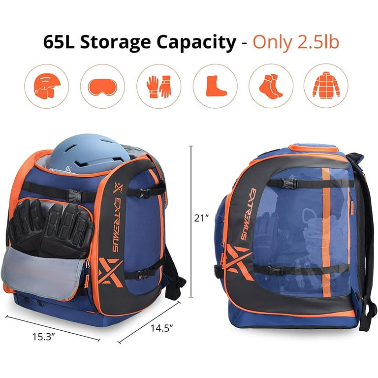 Snow Bound Ski Boot Bag, 65L Waterproof Ski and Snowboard Boot Backpack,  Durable u0026 Versatile Winter Travel Luggage for Ski Boot, Ski Helmet,  Goggles, Gloves, Apparel u0026 Skiing Gear Accessories - Walmart.com