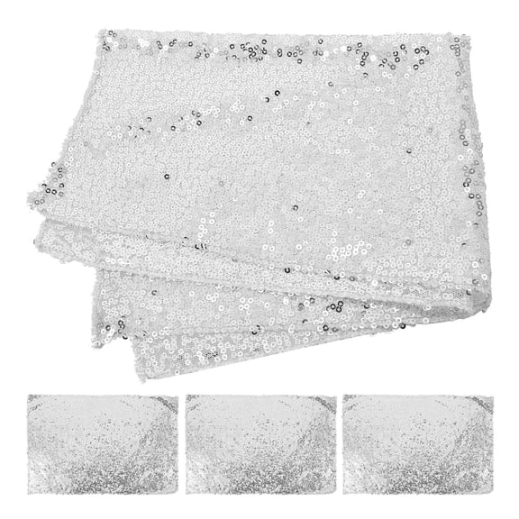 PAMINGONO 4Pcs Plated Silver Reusable Polyester Dining Place Mats with Insulation for Hotel and Family Use