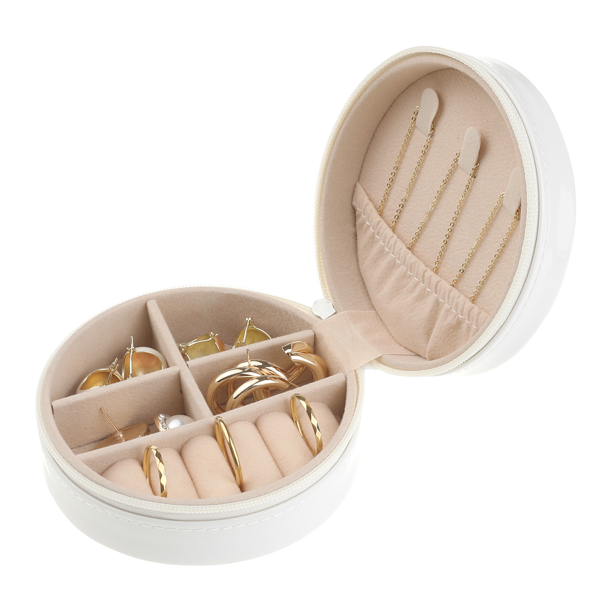 Unique Bargains Jewelry Box PU Leather Jewelry Organizer Storage Display Holder for Ring White