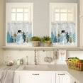 thumbnail image 4 of Kitchen Curtains Tiers, Christmas Tree Snowman Winter Snowflake Blue Plaid Rod Pocket Short Window Valance Curtains for Kitchen Cafe Bathroom, 27.5" x 36", 2 Panels, 4 of 5