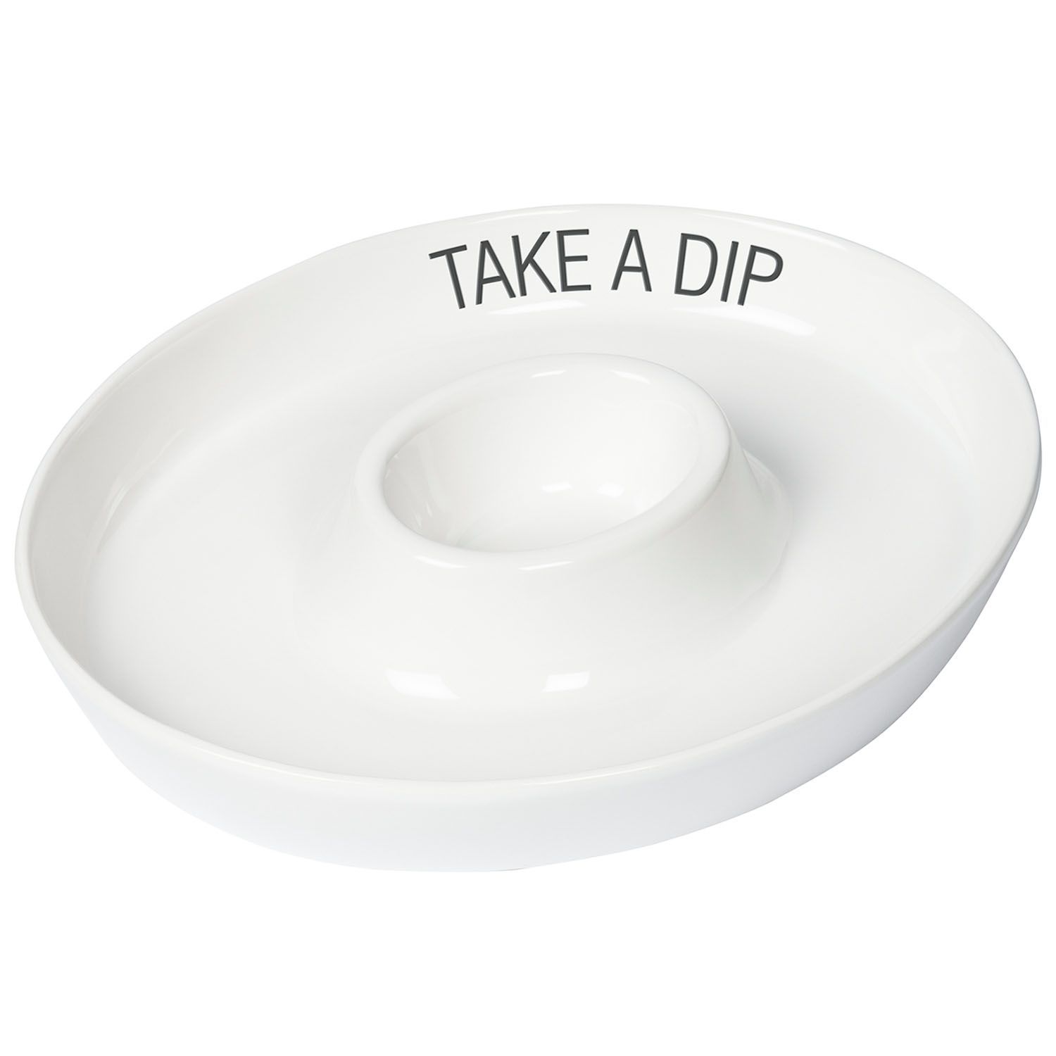 "Take a Dip" White Oval Chip and Dip Platter, 16.5"