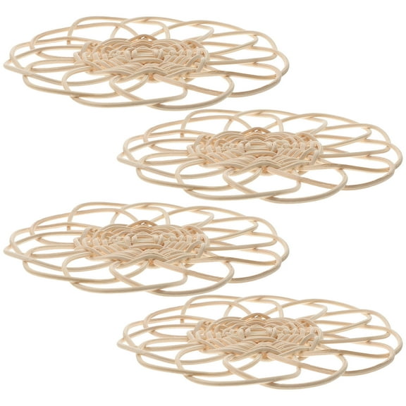FRCOLOR  4 Pcs Coffee Table Decor Decoration Rattan Woven Coasters Restaurant