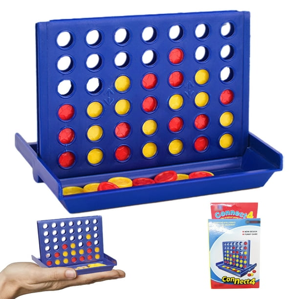 Juego clásico de 4 en raya en tamaño de viaje, juegos familiares clásicos y divertidos. Cuatro en raya para diversión familiar. A los niños y adultos les encantará este juego de bolsillo.