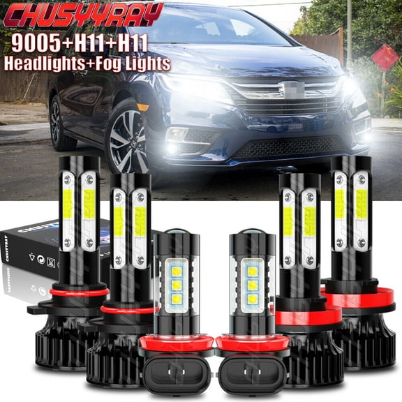 Parts Accessories Led Lights Headlight Fog Light Bulbs Combo Kit Super Bright 6x