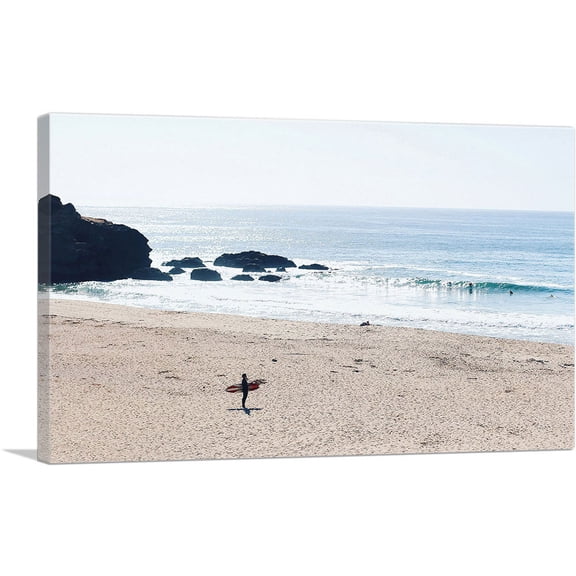 ARTCANVAS Beach Surf Surfing Board Canvas Art Print - Size: 40" x 26" (0.75" Deep)