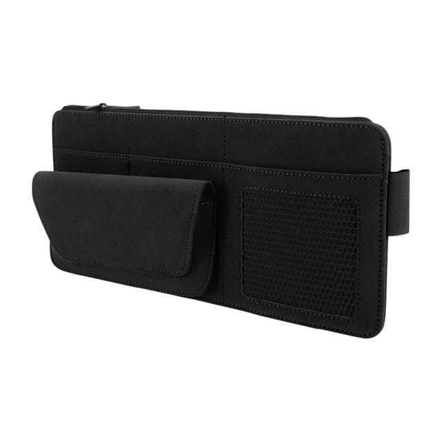 Estuche para Gafas de Sol para Coche Unique Bargains con Parasoles Magnéticos Universal Suede Negro 34x16cm 1 Pcs