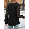 thumbnail image 2 of Womens Long Sleeve Shirts Lace Tops Business Casual Fall Fashion Outfits Clothes Knitted Y2k Blouses, 2 of 7