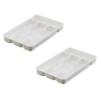 Vntub 4 Compartment Silverware Drawer Organizer Tray, Storage Container for Kitchen, Utensil Divider for Spoons Forks Knives Tableware（2PCS）