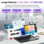 RNRUO 15.6 Laptop Computer, 12GB DDR5 512G SSD, Intel N95 Quad-Core, Fingerprint Backlit KB, 1080 FHD Display Office 2024 WiFi 6 BT5.3, Windows 11 for Student, Business, Home Office