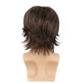 thumbnail image 5 of WXLCISI Short Brown Wig for Mens Layered Natural Fluffy Synthetic Hair Wig Heat Resistant with Wig Cap, 5 of 8