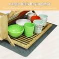 thumbnail image 5 of 3 Tier Bamboo Dish Drying Rack with Utensil Holder, Collapsible Dish Rack, Large Dish Racks for Kitchen Counter, Wooden Folding Dish Drainer with Dish Drying Mat, with Drying Mat, 5 of 8