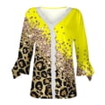 thumbnail image 4 of Dyegold Blouses For Women Dressy Casual 3/4 Flare Sleeve Lace Trim V Neck Floral Print Vintage Tunic Tops Loose Fit Shirts, 4 of 5