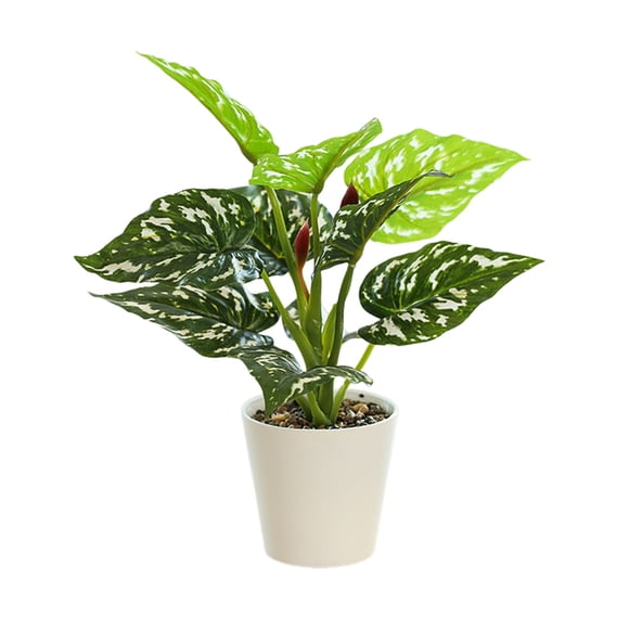 Artificial Potted Plants 12.2 in Tall Realistic Green Plastic Indoor Plant for Home Desk Bookshelf Living Room Decoration