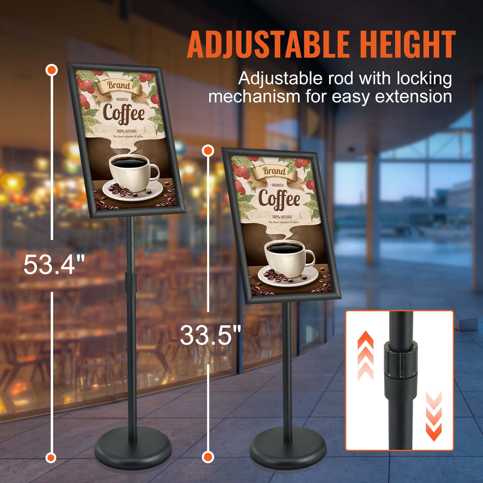BENTISM Pedestal Sign Holder Adjustable Poster Stand 11 x 17 Inch Round Base